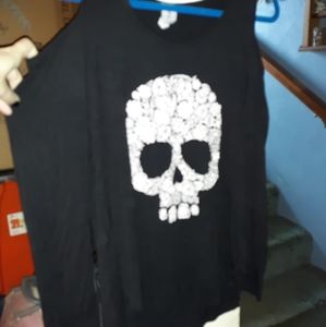Libian Cold Shoulder Flower Skull Top